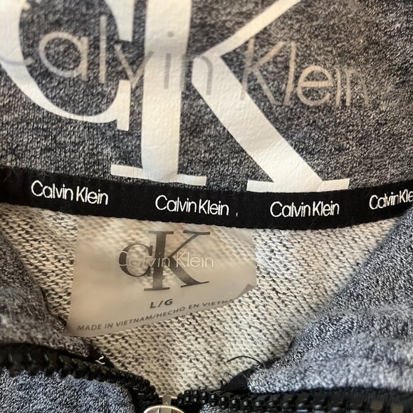 Calvin Klein Gray Quarter Zip Cropped Pullover Sweatshirt Size L - Picture 6 of 6